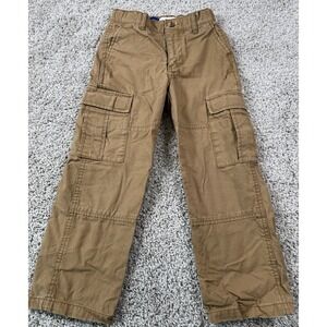 Old Navy Boys Baggy Cargo‎ Pants Khaki Beige Pockets Y2K 90s Style 7 Slim